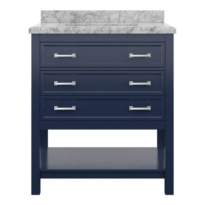 Affinity 31" Single Sink Vanity with White & Gray Carrara Marble Top - Design Element Bath Kitchen - Bathroom Vanity - White