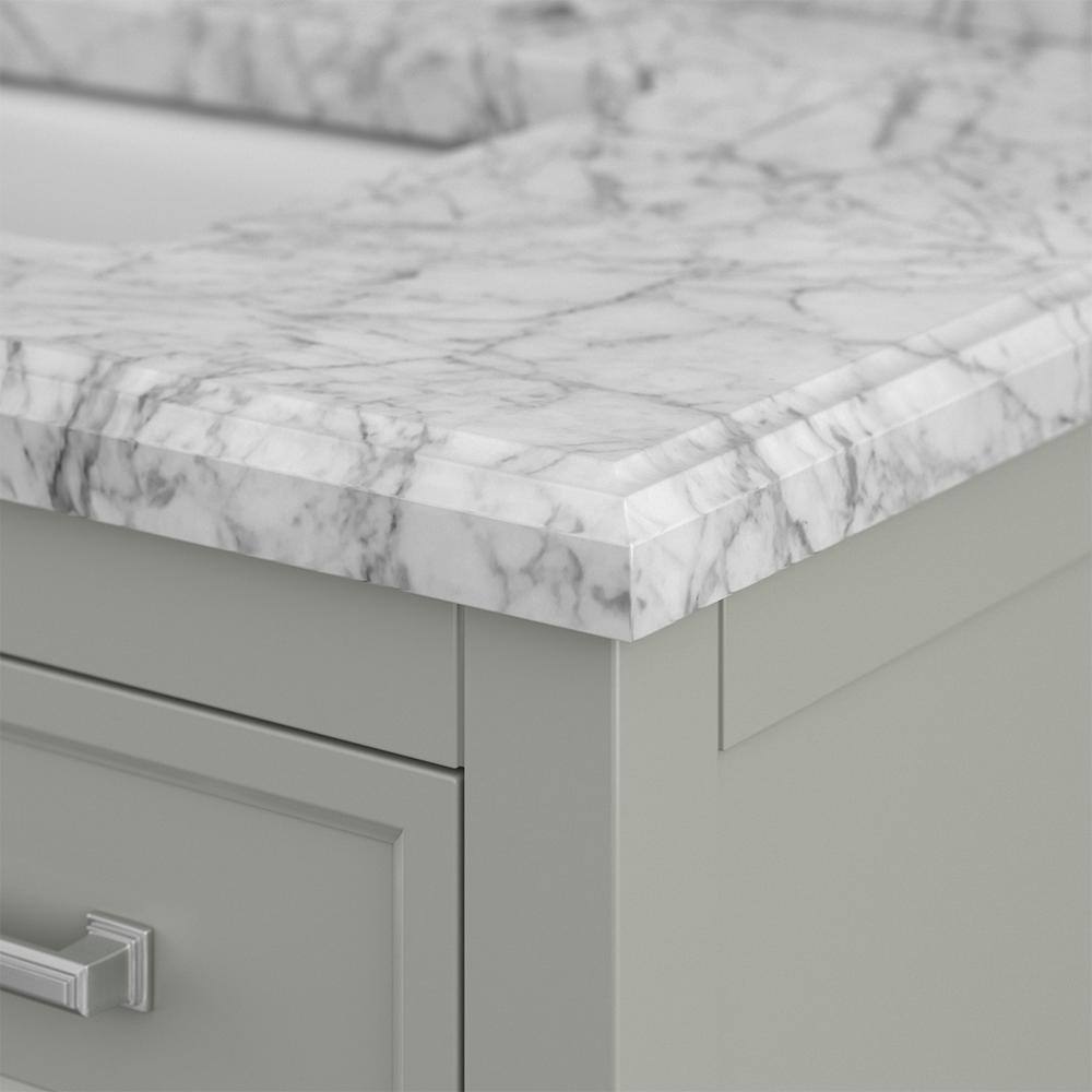 Affinity 37" Single Sink Vanity with White & Gray Carrara Marble Top - Design Element Bath Kitchen - Bathroom Vanity - Gray