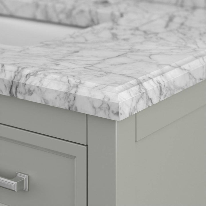 Affinity 37" Single Sink Vanity with White & Gray Carrara Marble Top - Design Element Bath Kitchen - Bathroom Vanity - Gray