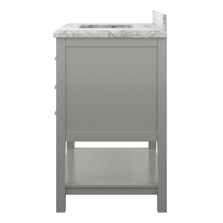 Affinity 37" Single Sink Vanity with White & Gray Carrara Marble Top - Design Element Bath Kitchen - Bathroom Vanity - Gray