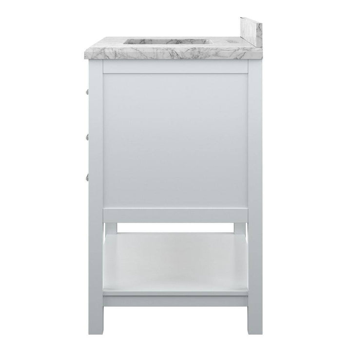 Affinity 37" Single Sink Vanity with White & Gray Carrara Marble Top - Design Element Bath Kitchen - Bathroom Vanity - Gray