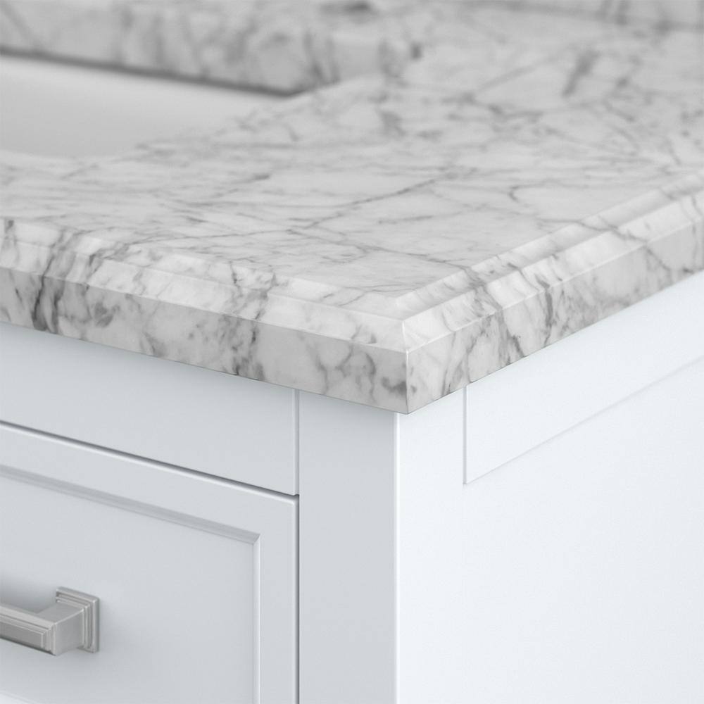 Affinity 37" Single Sink Vanity with White & Gray Carrara Marble Top - Design Element Bath Kitchen - Bathroom Vanity - Gray