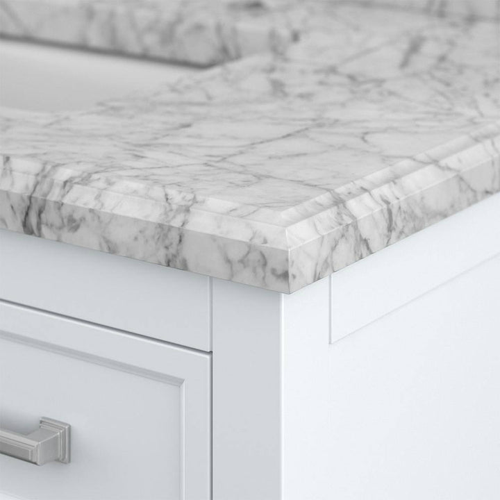 Affinity 37" Single Sink Vanity with White & Gray Carrara Marble Top - Design Element Bath Kitchen - Bathroom Vanity - Gray