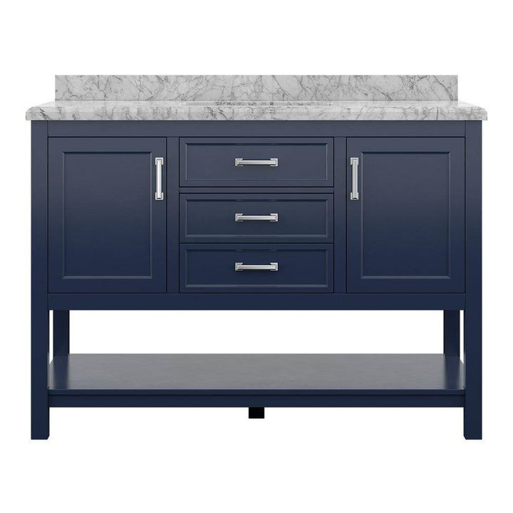 Affinity 49" Single Sink Vanity with White & Gray Carrara Marble Top - Design Element Bath Kitchen - Bathroom Vanity - White