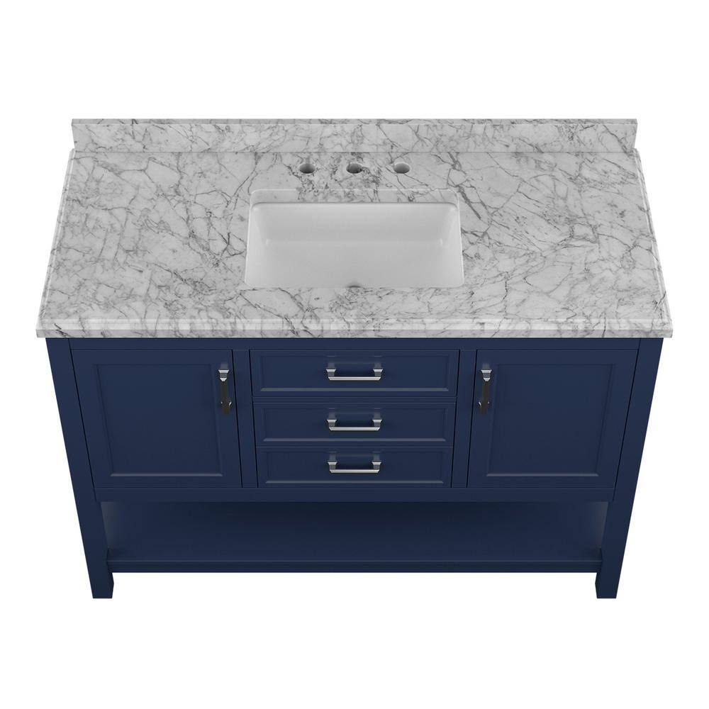 Affinity 49" Single Sink Vanity with White & Gray Carrara Marble Top - Design Element Bath Kitchen - Bathroom Vanity - White