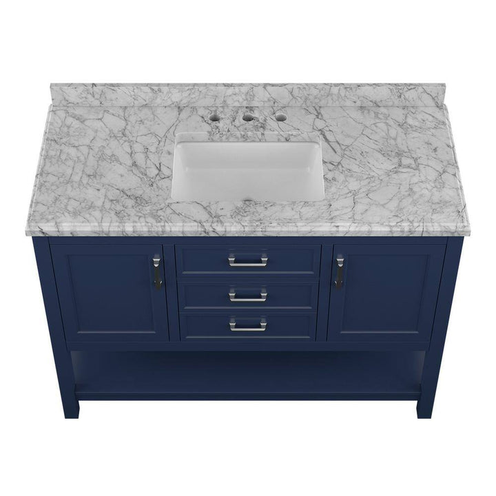 Affinity 49" Single Sink Vanity with White & Gray Carrara Marble Top - Design Element Bath Kitchen - Bathroom Vanity - White