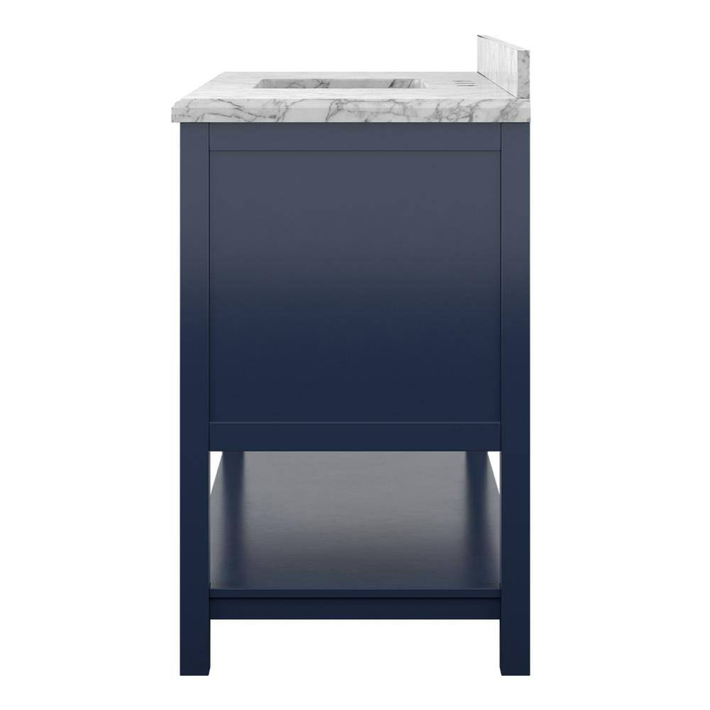 Affinity 49" Single Sink Vanity with White & Gray Carrara Marble Top - Design Element Bath Kitchen - Bathroom Vanity - White