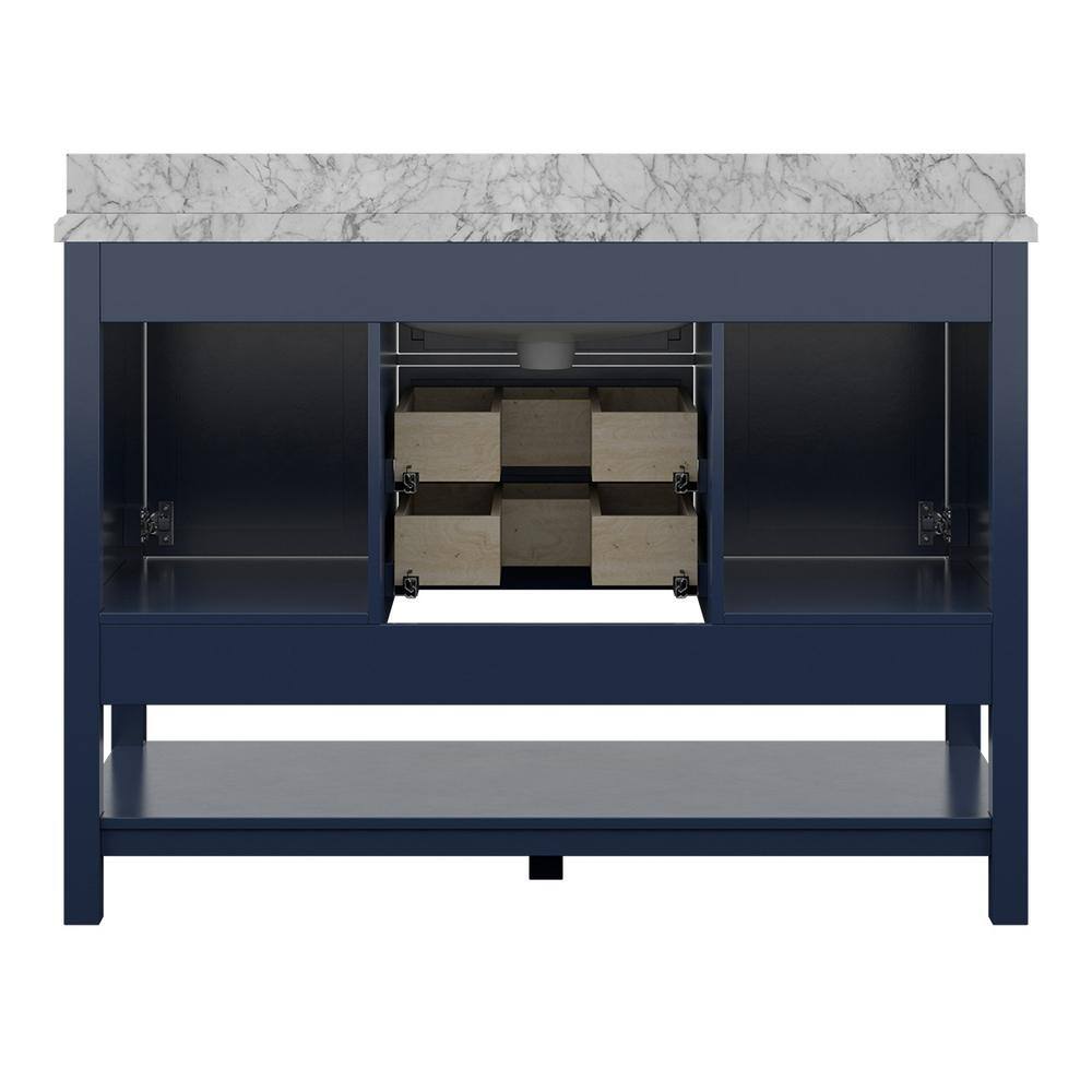 Affinity 49" Single Sink Vanity with White & Gray Carrara Marble Top - Design Element Bath Kitchen - Bathroom Vanity - White