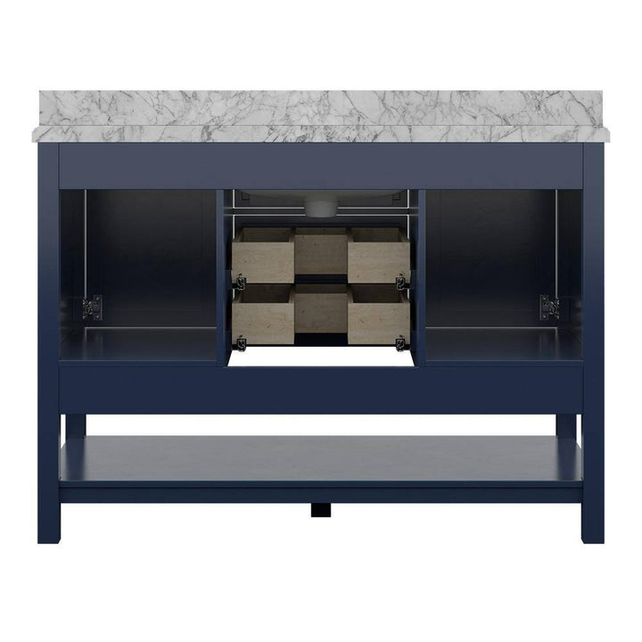 Affinity 49" Single Sink Vanity with White & Gray Carrara Marble Top - Design Element Bath Kitchen - Bathroom Vanity - White