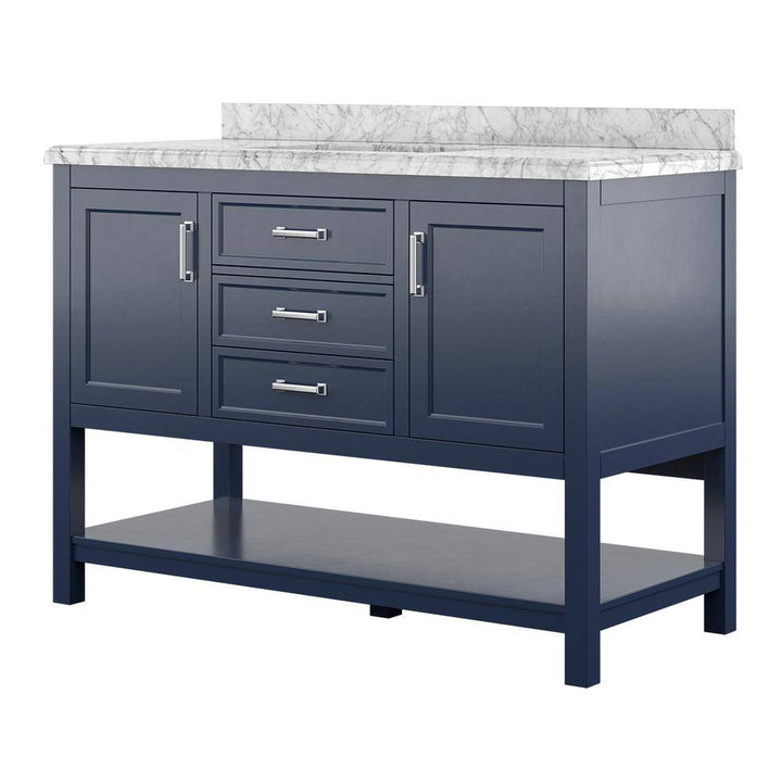 Affinity 49" Single Sink Vanity with White & Gray Carrara Marble Top - Design Element Bath Kitchen - Bathroom Vanity - White