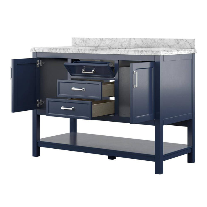 Affinity 49" Single Sink Vanity with White & Gray Carrara Marble Top - Design Element Bath Kitchen - Bathroom Vanity - White