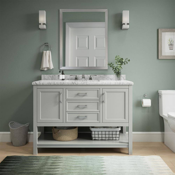 Affinity 49" Single Sink Vanity with White & Gray Carrara Marble Top - Design Element Bath Kitchen - Bathroom Vanity - Gray