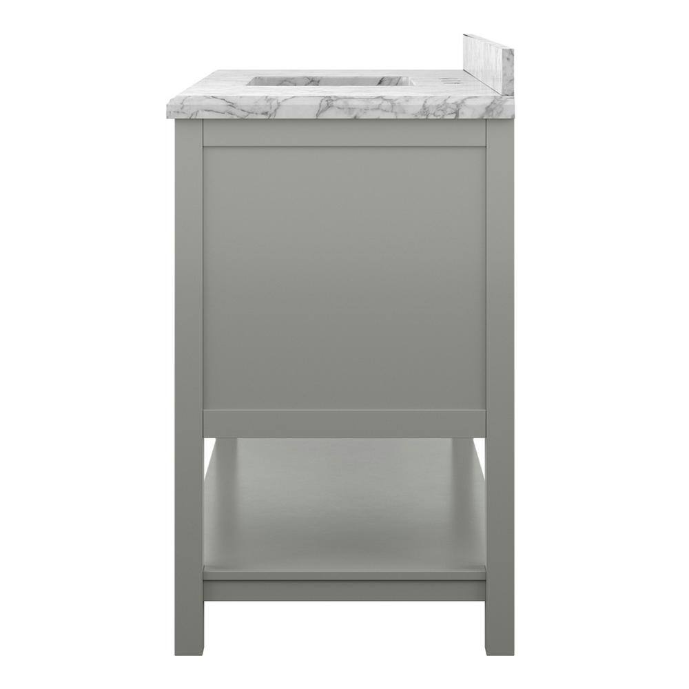 Affinity 49" Single Sink Vanity with White & Gray Carrara Marble Top - Design Element Bath Kitchen - Bathroom Vanity - White