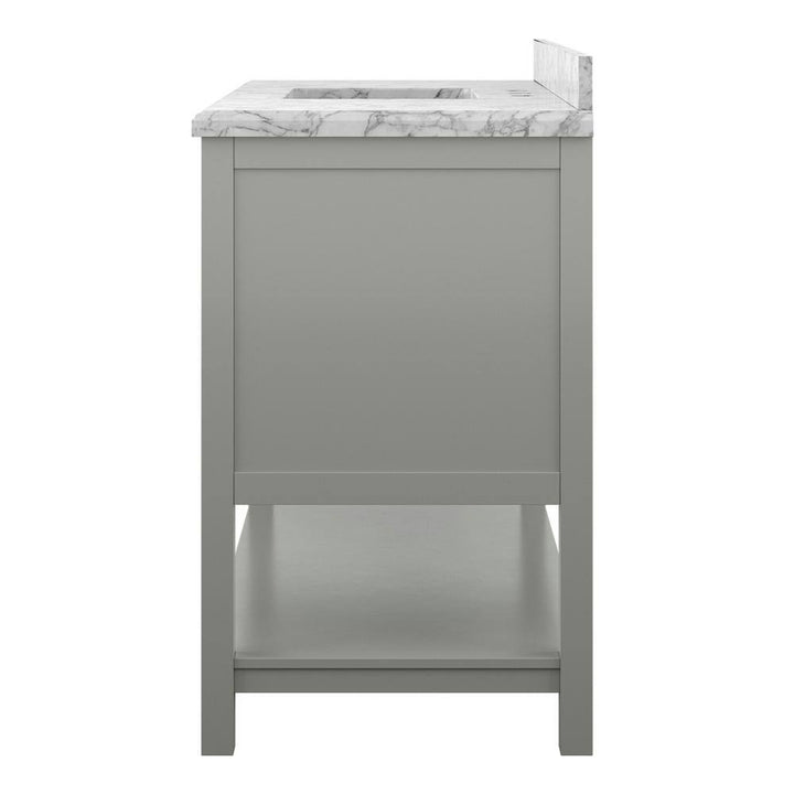 Affinity 49" Single Sink Vanity with White & Gray Carrara Marble Top - Design Element Bath Kitchen - Bathroom Vanity - White