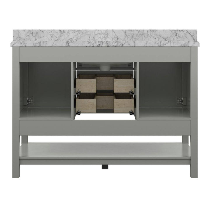 Affinity 49" Single Sink Vanity with White & Gray Carrara Marble Top - Design Element Bath Kitchen - Bathroom Vanity - White