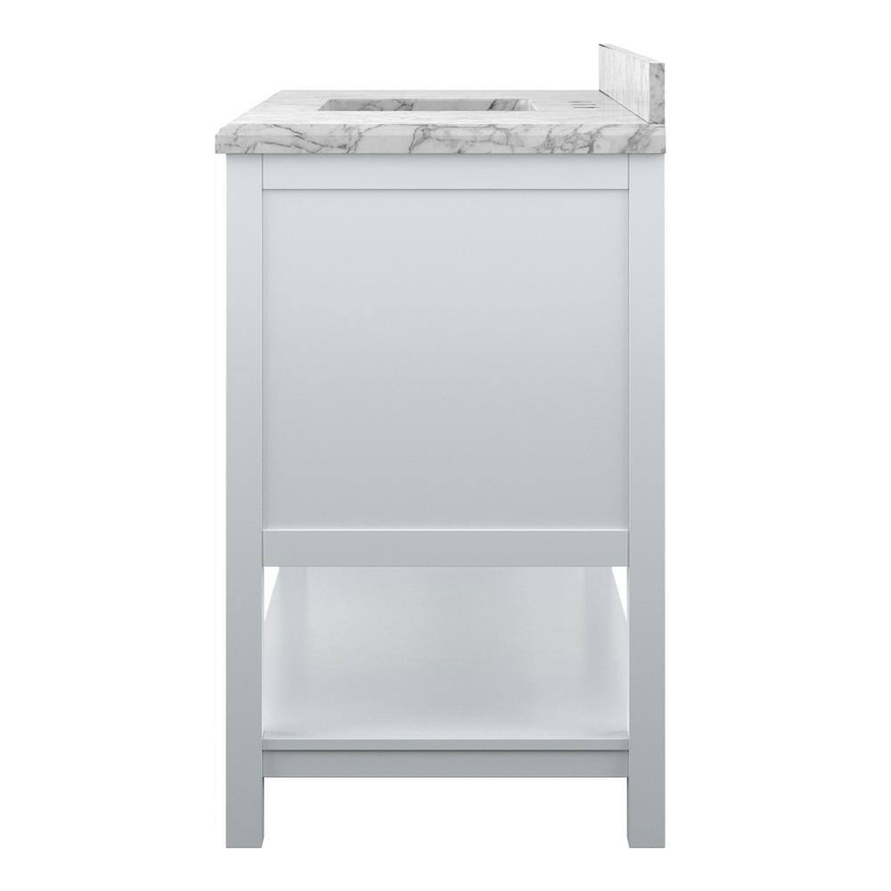 Affinity 49" Single Sink Vanity with White & Gray Carrara Marble Top - Design Element Bath Kitchen - Bathroom Vanity - White