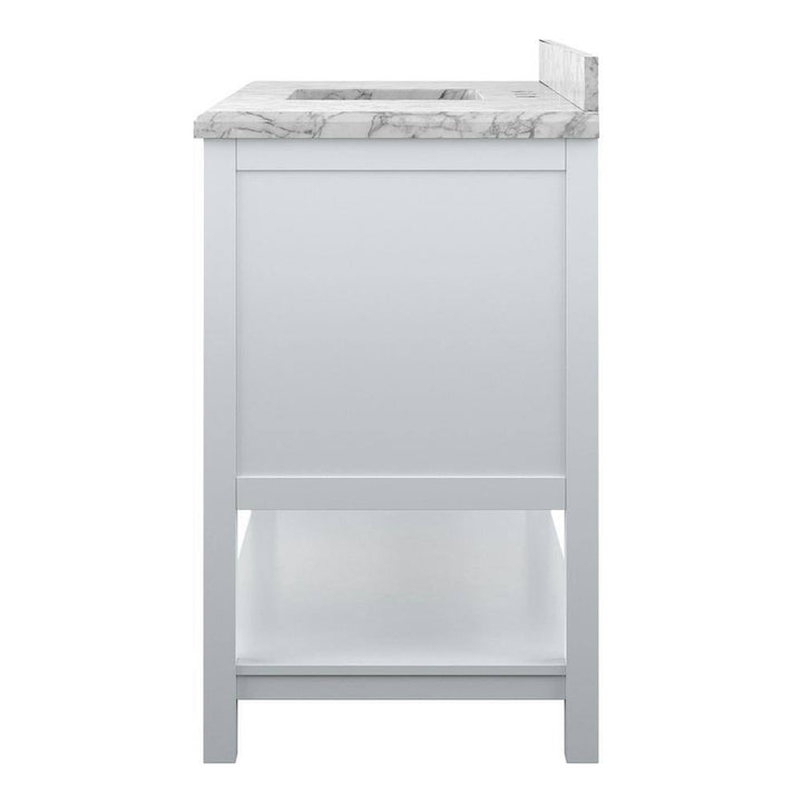 Affinity 49" Single Sink Vanity with White & Gray Carrara Marble Top - Design Element Bath Kitchen - Bathroom Vanity - White
