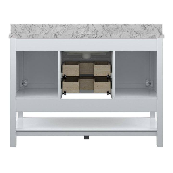 Affinity 49" Single Sink Vanity with White & Gray Carrara Marble Top - Design Element Bath Kitchen - Bathroom Vanity - White
