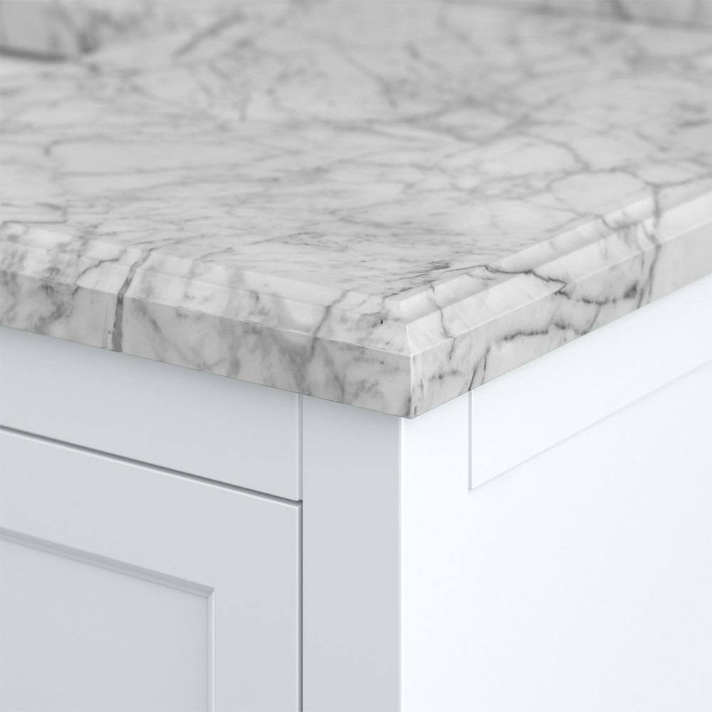 Affinity 49" Single Sink Vanity with White & Gray Carrara Marble Top - Design Element Bath Kitchen - Bathroom Vanity - White