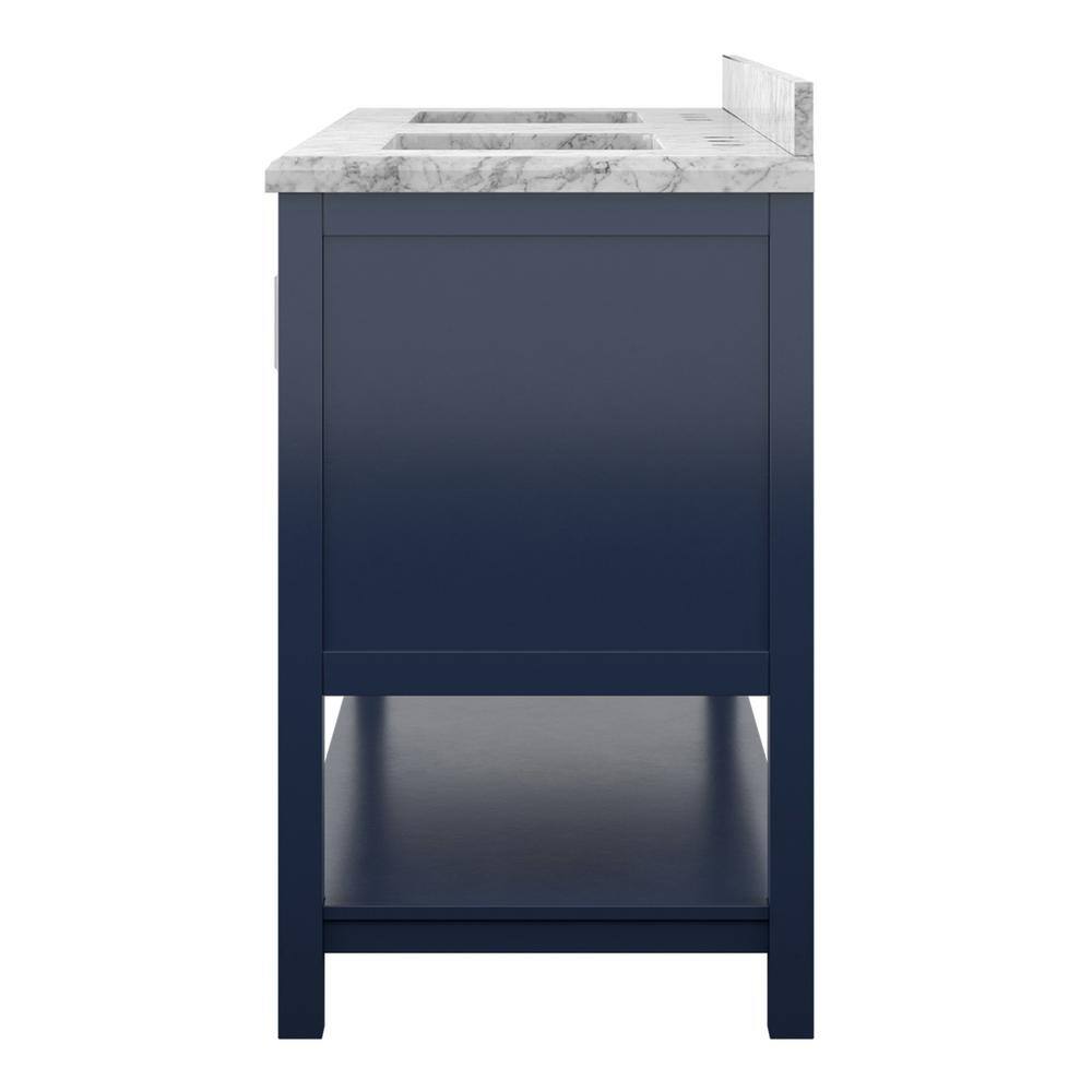 Affinity 61" Double Sink Vanity with White & Gray Carrara Marble Top - Design Element Bath Kitchen - Bathroom Vanity - White