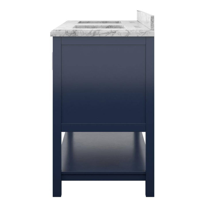 Affinity 61" Double Sink Vanity with White & Gray Carrara Marble Top - Design Element Bath Kitchen - Bathroom Vanity - White