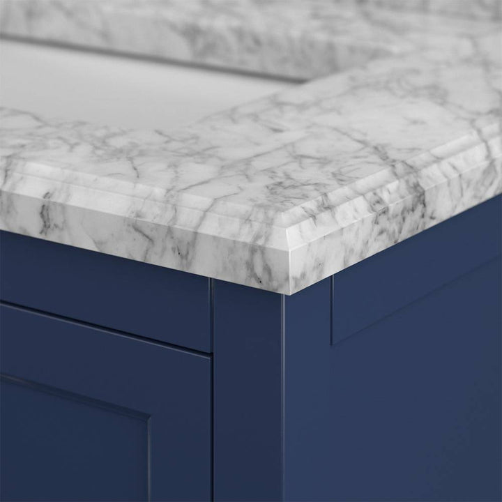 Affinity 61" Double Sink Vanity with White & Gray Carrara Marble Top - Design Element Bath Kitchen - Bathroom Vanity - White