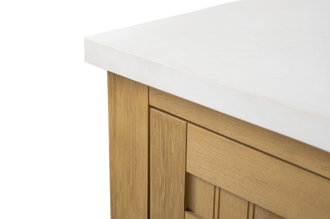 Burbank 54" Single Sink Vanity with Quartz Top - Design Element Bath Kitchen - Bathroom Vanity - Golden Oak with Matte Black Hardware