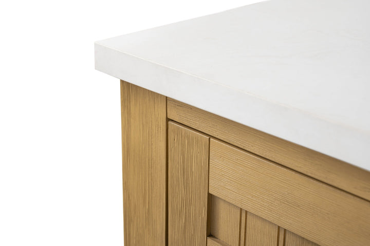 Burbank 54" Single Sink Vanity with Quartz Top - Design Element Bath Kitchen - Bathroom Vanity - Golden Oak with Matte Black Hardware