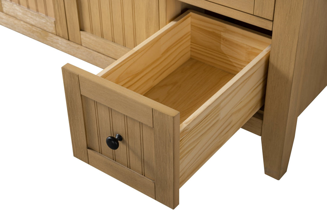 Burbank 54" Single Sink Vanity with Quartz Top - Design Element Bath Kitchen - Bathroom Vanity - Golden Oak with Matte Black Hardware