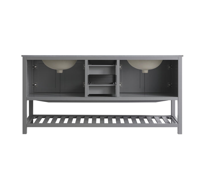 Monaco 72" Double Sink Bathroom Vanity Base Cabinet without Top - Design Element Bath Kitchen - Bathroom Vanity - Classic Gray