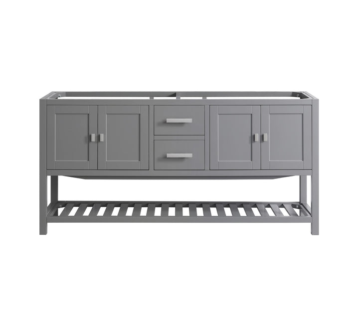 Monaco 72" Double Sink Bathroom Vanity Base Cabinet without Top - Design Element Bath Kitchen - Bathroom Vanity - Classic Gray