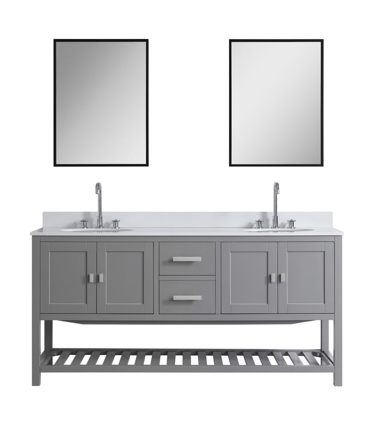 Monaco 72" Double Sink Bathroom Vanity Base Cabinet without Top - Design Element Bath Kitchen - Bathroom Vanity - Classic Gray