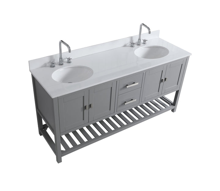 Monaco 72" Double Sink Bathroom Vanity Base Cabinet without Top - Design Element Bath Kitchen - Bathroom Vanity - Classic Gray