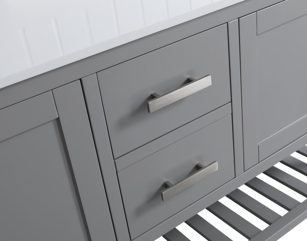 Monaco 72" Double Sink Bathroom Vanity Base Cabinet without Top - Design Element Bath Kitchen - Bathroom Vanity - Classic Gray