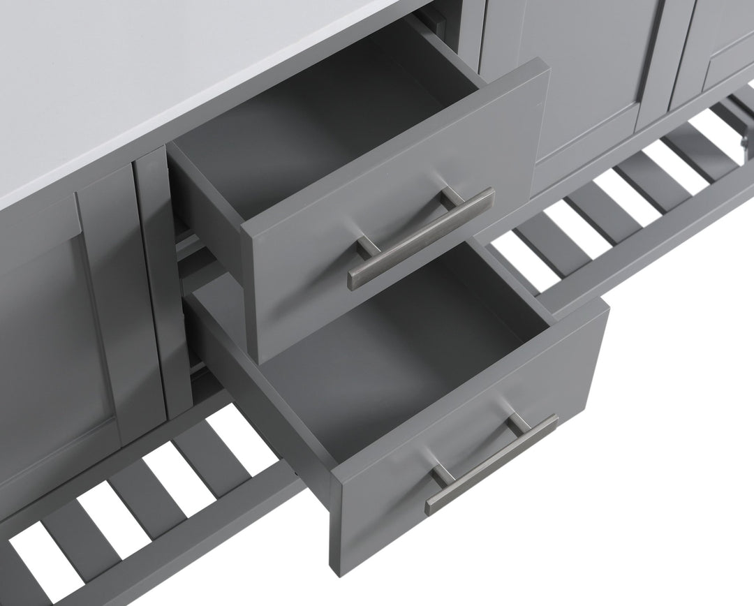 Monaco 72" Double Sink Bathroom Vanity Base Cabinet without Top - Design Element Bath Kitchen - Bathroom Vanity - Classic Gray