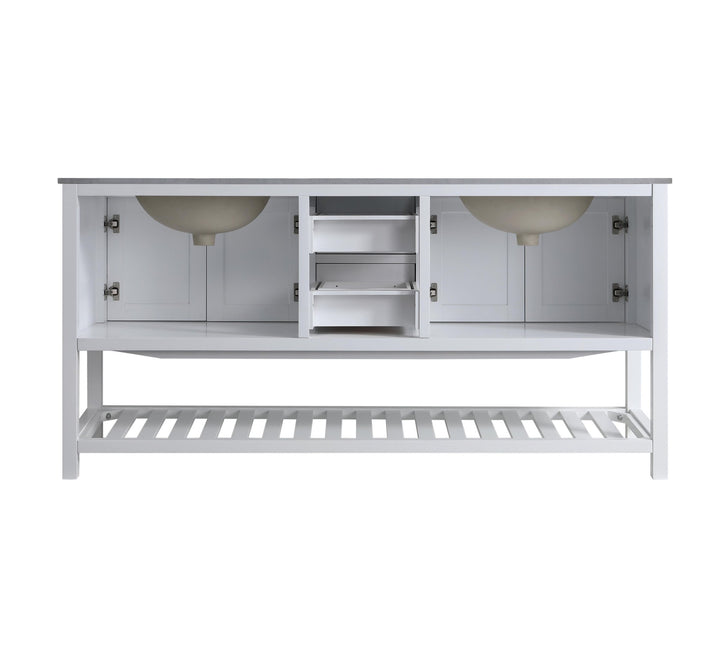 Monaco 72" Double Sink Bathroom Vanity Base Cabinet without Top - Design Element Bath Kitchen - Bathroom Vanity - Cloud White