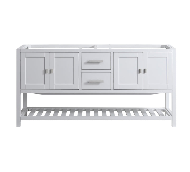 Monaco 72" Double Sink Bathroom Vanity Base Cabinet without Top - Design Element Bath Kitchen - Bathroom Vanity - Cloud White