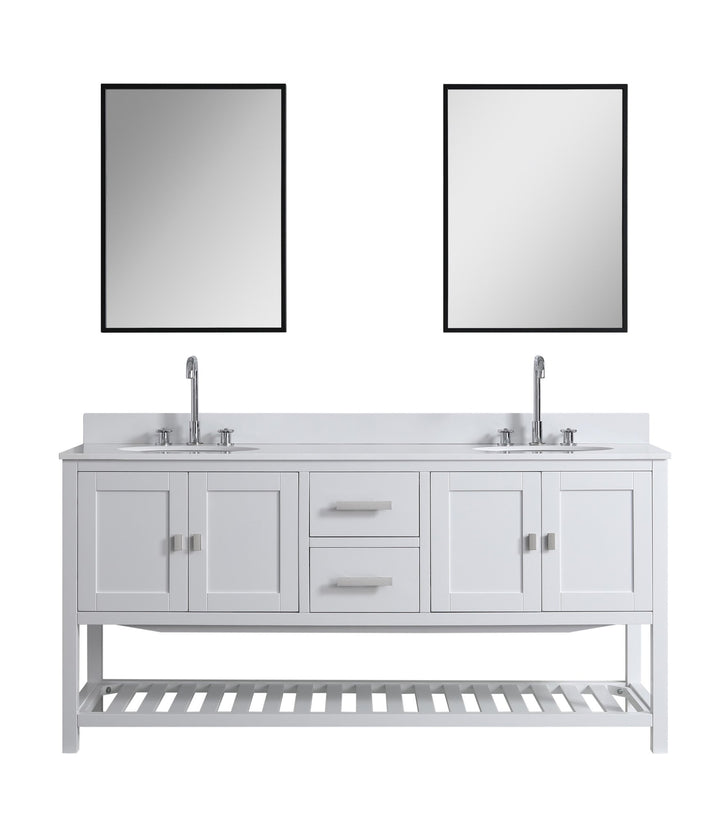 Monaco 72" Double Sink Bathroom Vanity Base Cabinet without Top - Design Element Bath Kitchen - Bathroom Vanity - Cloud White