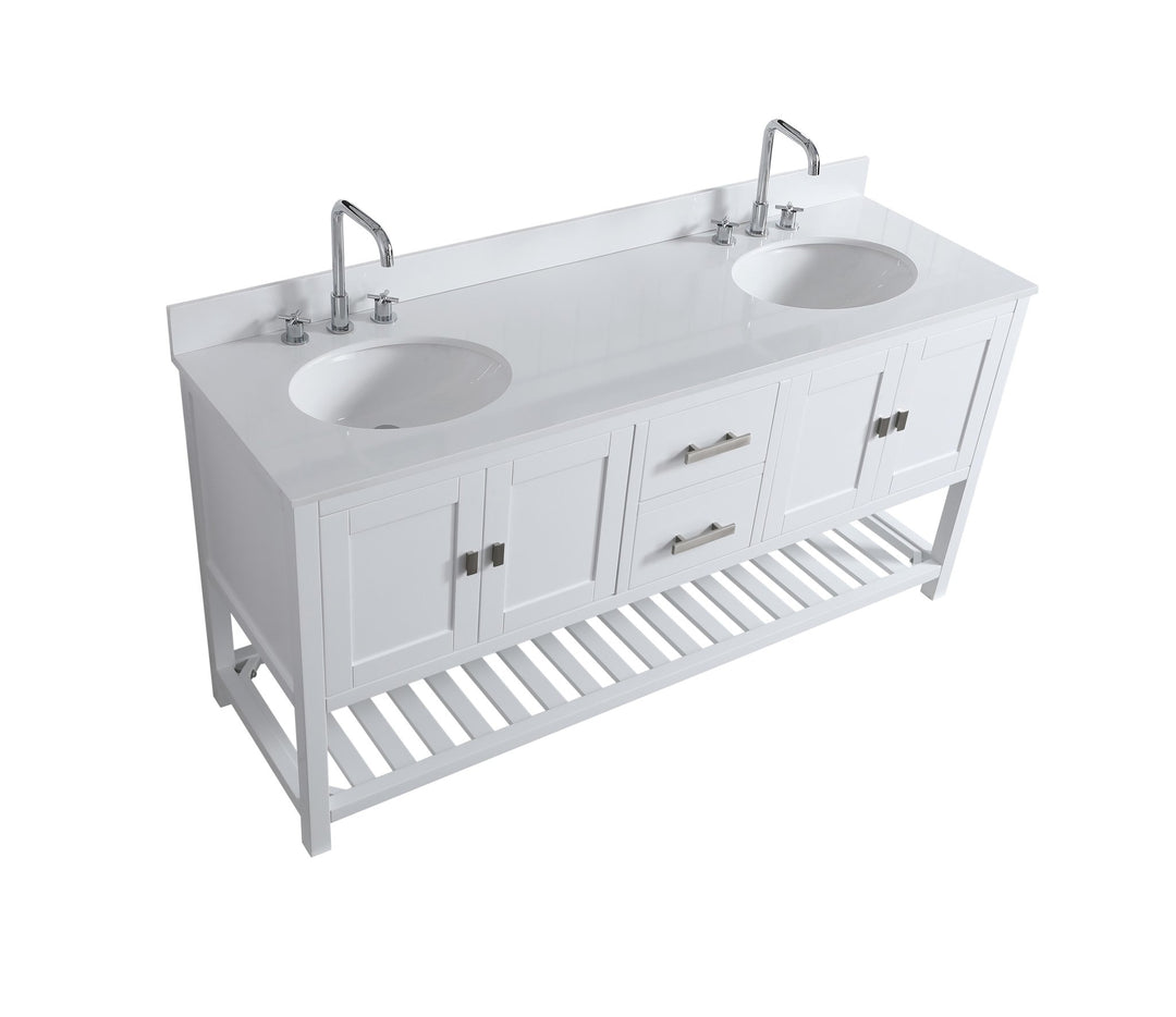 Monaco 72" Double Sink Bathroom Vanity Base Cabinet without Top - Design Element Bath Kitchen - Bathroom Vanity - Cloud White