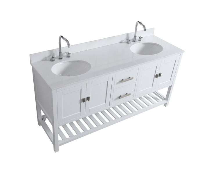 Monaco 72" Double Sink Bathroom Vanity Base Cabinet without Top - Design Element Bath Kitchen - Bathroom Vanity - Cloud White