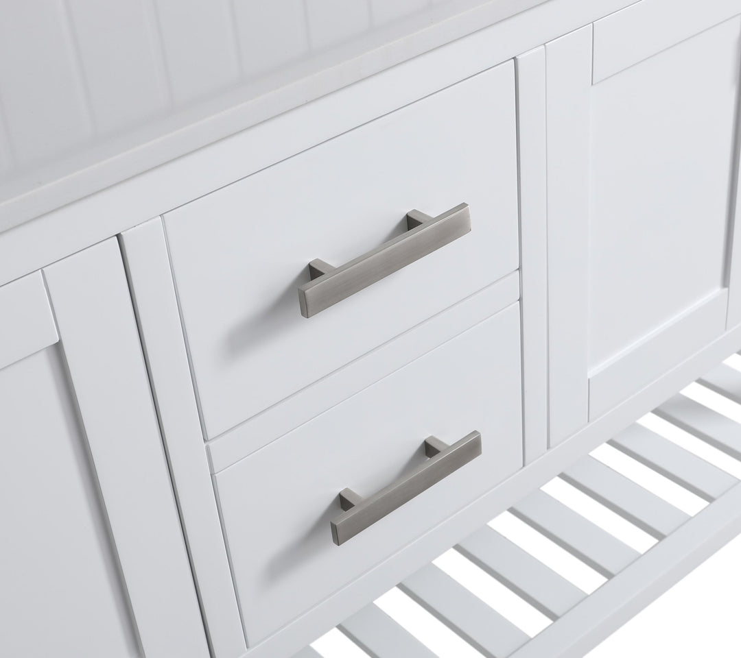 Monaco 72" Double Sink Bathroom Vanity Base Cabinet without Top - Design Element Bath Kitchen - Bathroom Vanity - Cloud White