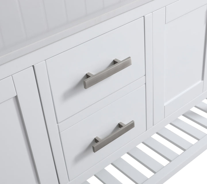 Monaco 72" Double Sink Bathroom Vanity Base Cabinet without Top - Design Element Bath Kitchen - Bathroom Vanity - Cloud White