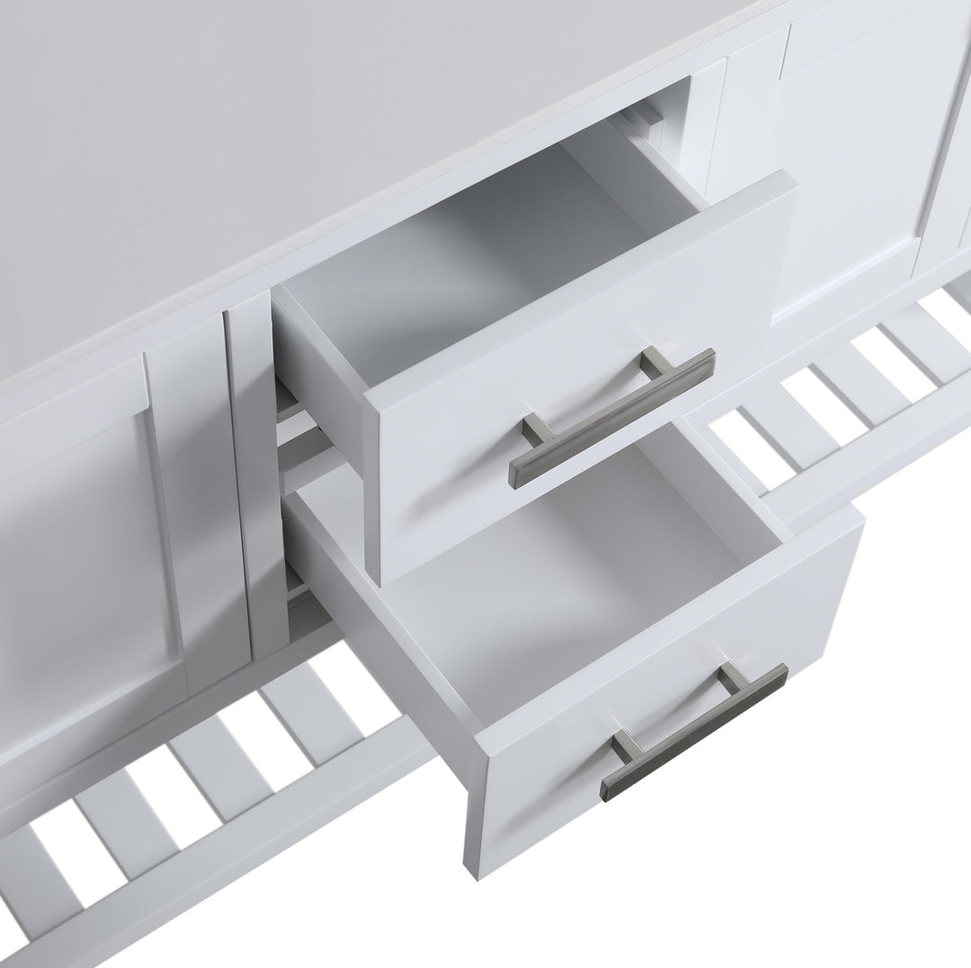 Monaco 72" Double Sink Bathroom Vanity Base Cabinet without Top - Design Element Bath Kitchen - Bathroom Vanity - Cloud White
