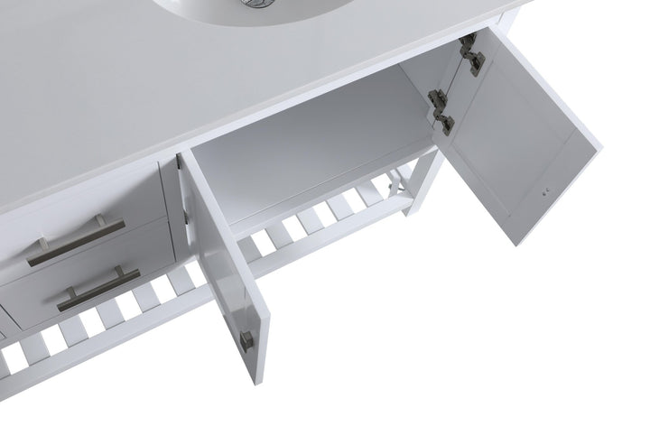 Monaco 72" Double Sink Bathroom Vanity Base Cabinet without Top - Design Element Bath Kitchen - Bathroom Vanity - Cloud White