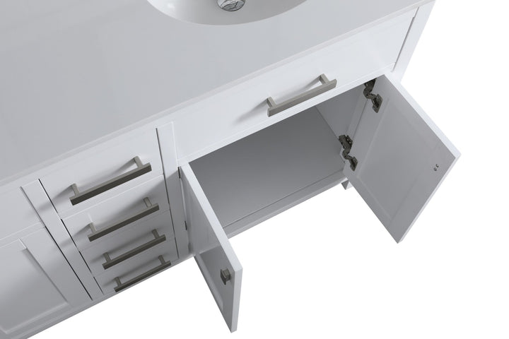 London 60.5" Double Sink Vanity Cabinet Only in White - Design Element Bath Kitchen - Bathroom Vanity - 