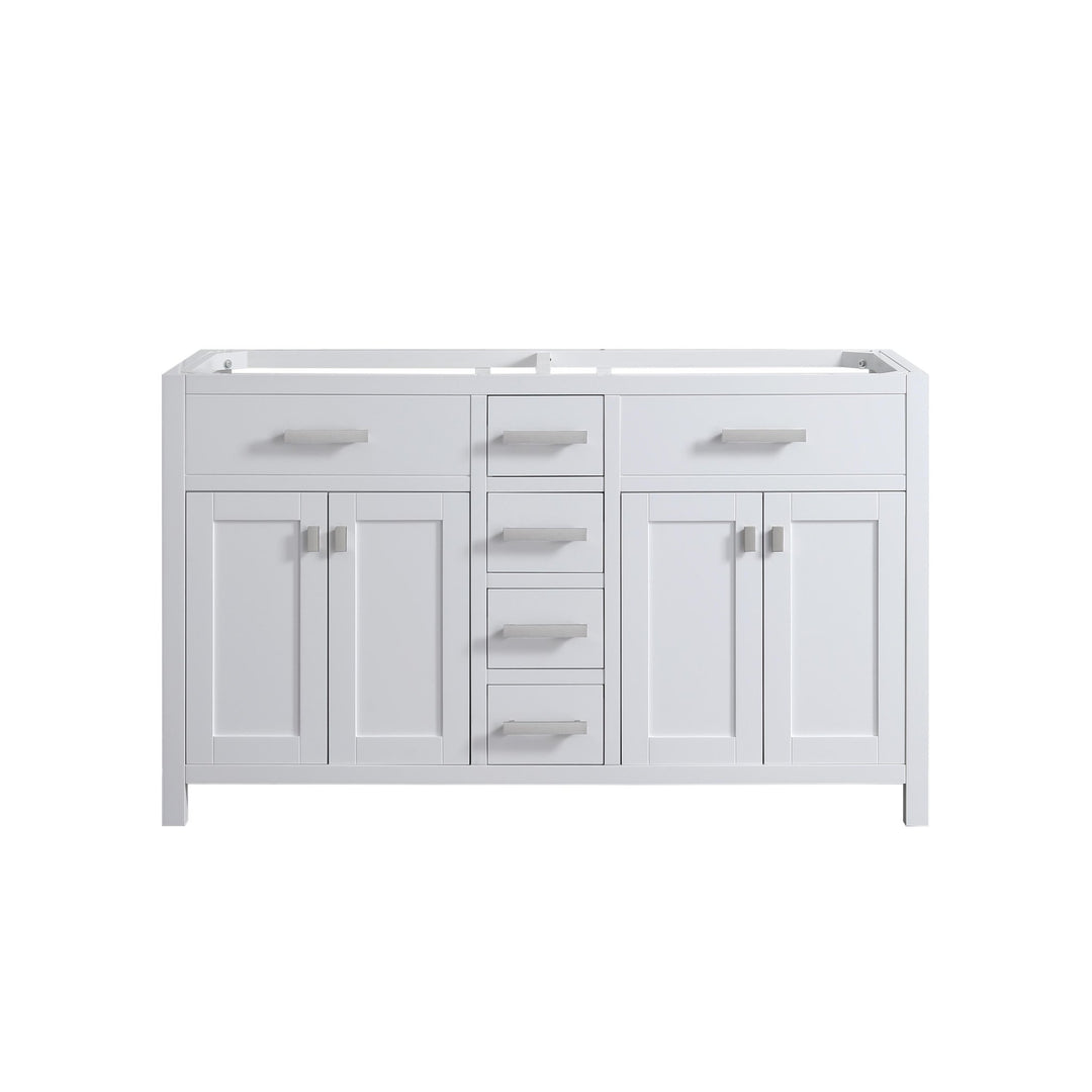London 60.5" Double Sink Vanity Cabinet Only in White - Design Element Bath Kitchen - Bathroom Vanity - 