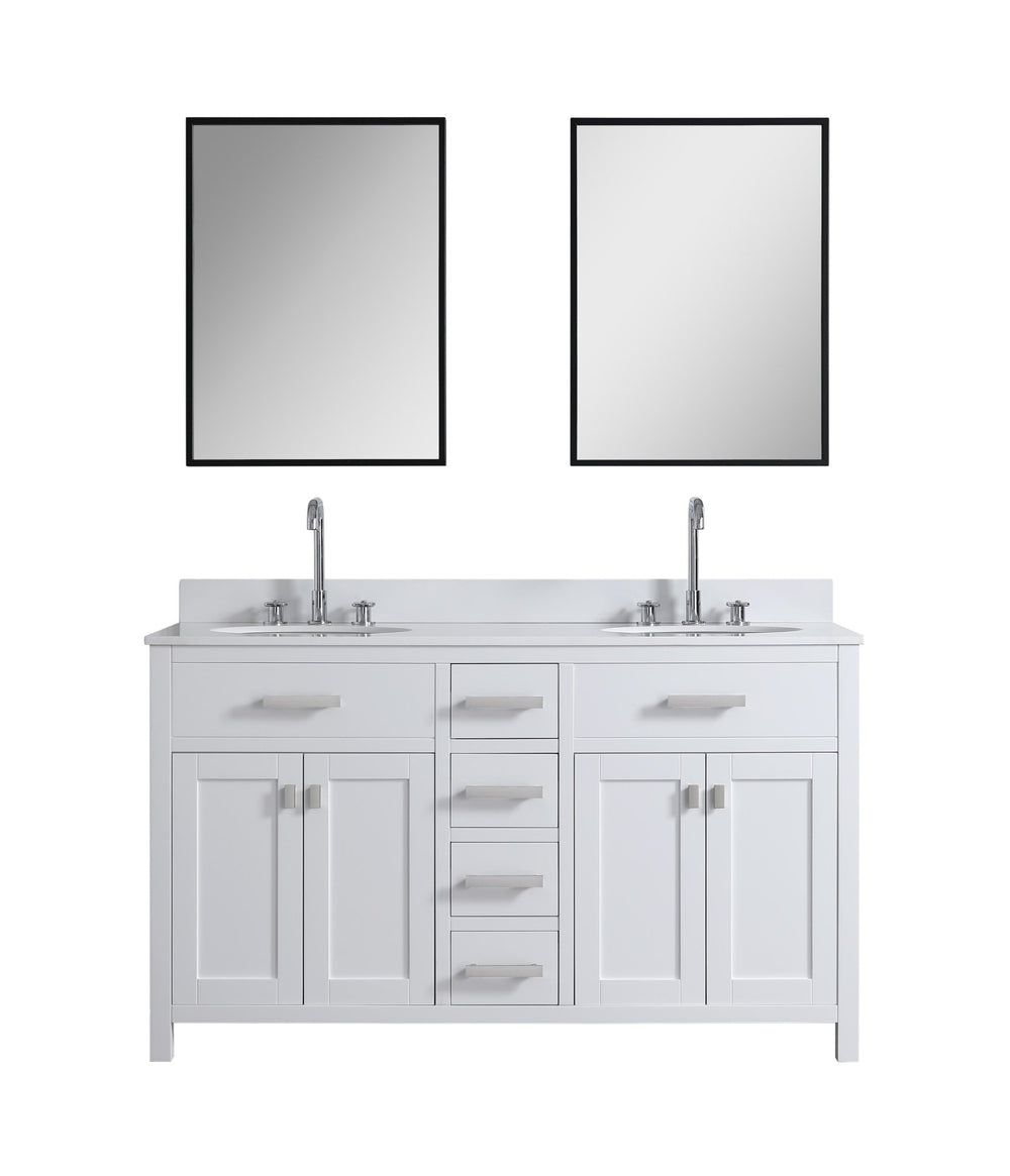 London 60.5" Double Sink Vanity Cabinet Only in White - Design Element Bath Kitchen - Bathroom Vanity - 