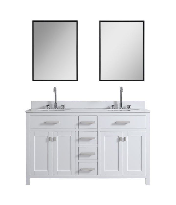 London 60.5" Double Sink Vanity Cabinet Only in White - Design Element Bath Kitchen - Bathroom Vanity - 