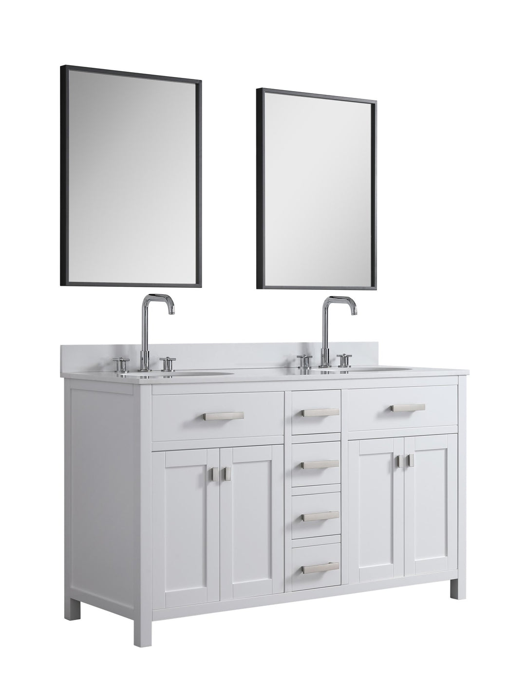 London 60.5" Double Sink Vanity Cabinet Only in White - Design Element Bath Kitchen - Bathroom Vanity - 