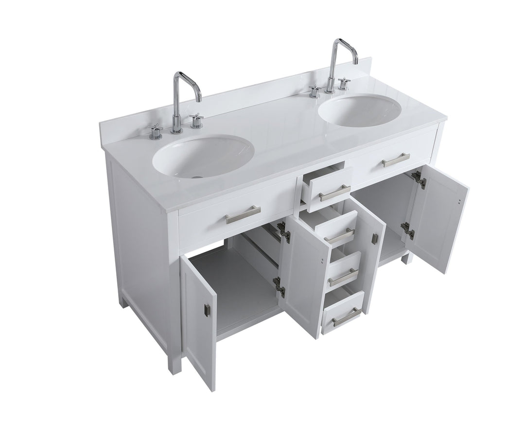 London 60.5" Double Sink Vanity Cabinet Only in White - Design Element Bath Kitchen - Bathroom Vanity - 